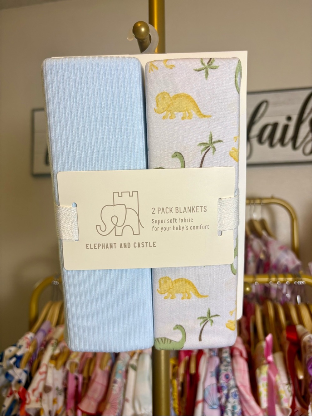 Baby Blanket Set - Blue & Dino Print - 2 Pack